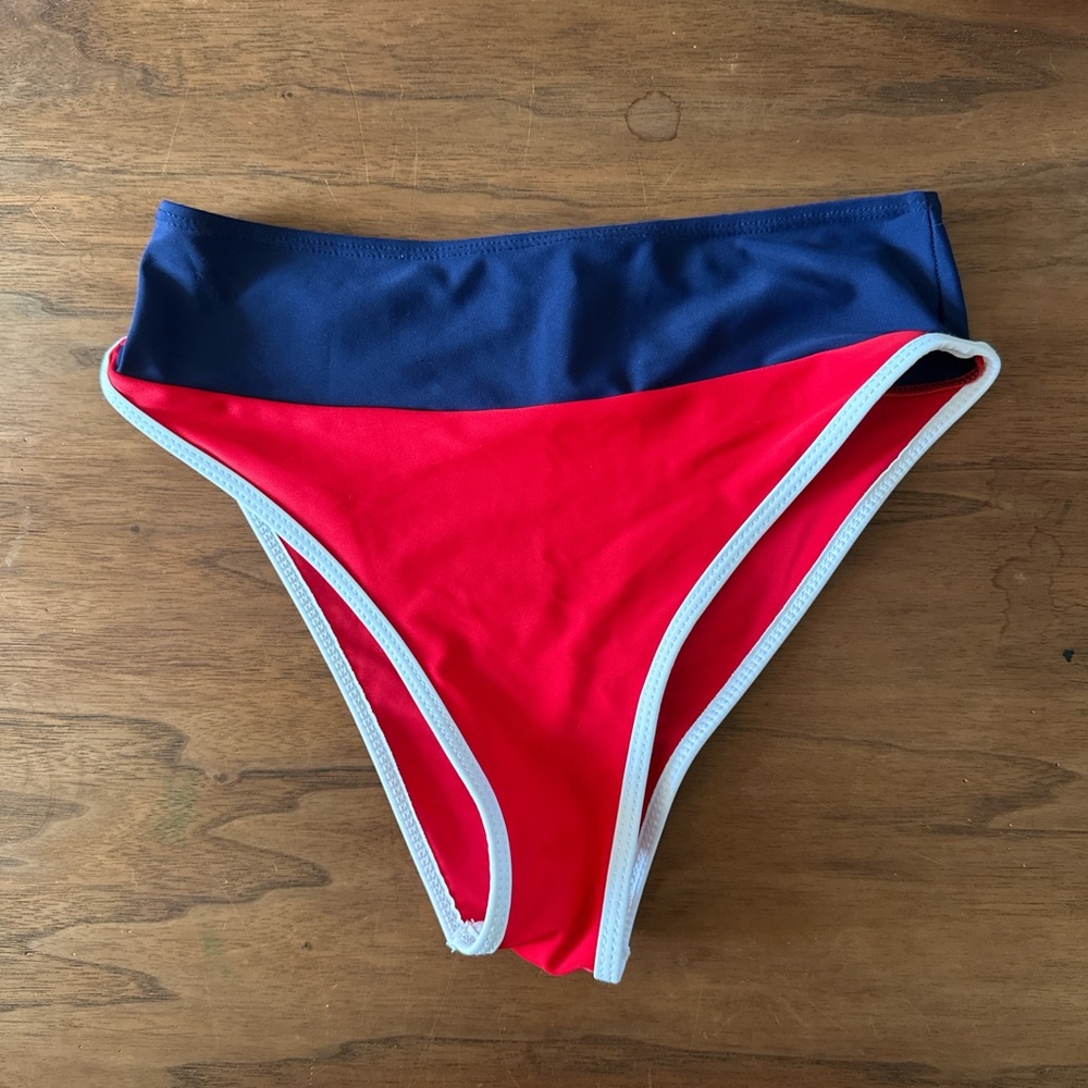 Red and Blue High-Waisted SHEIN Bikini Bottoms, medium